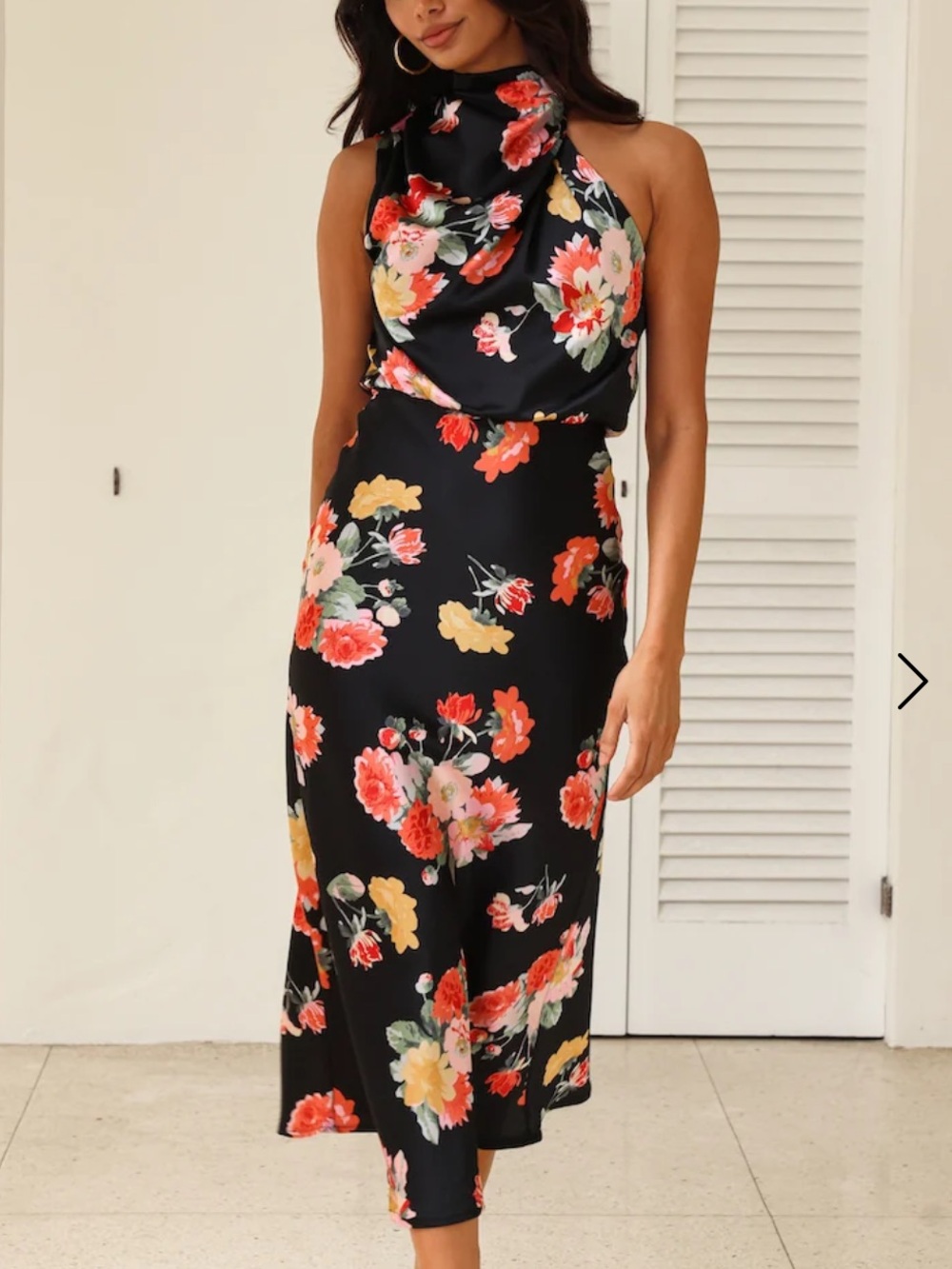 NWT Hello Molly Let the Adventures Begin Black Floral Halter Midi Dress Sz 10